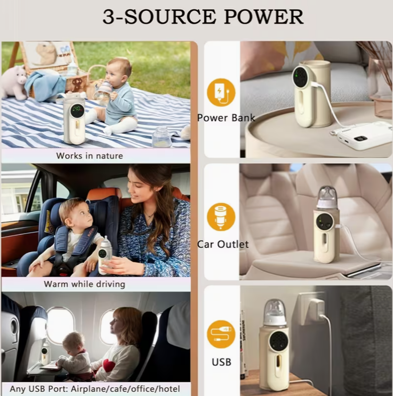 Calentador De Biberón Inalámbrico Ideal para Viajes, Casa y Paseos.
