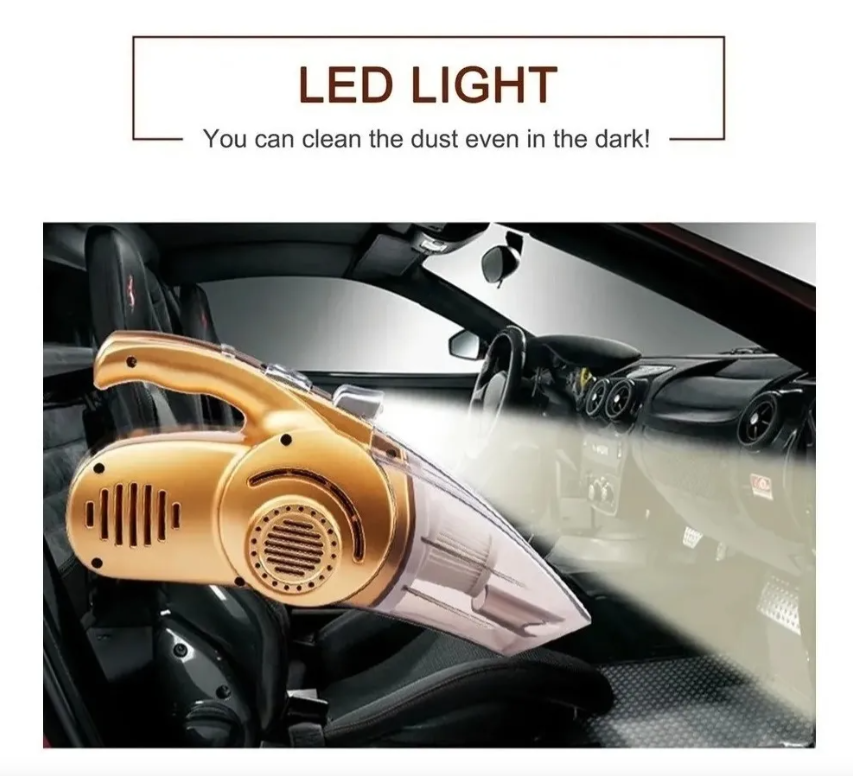Aspiradora de Mano 4 en 1 para carro — aspira, infla, sopla y más